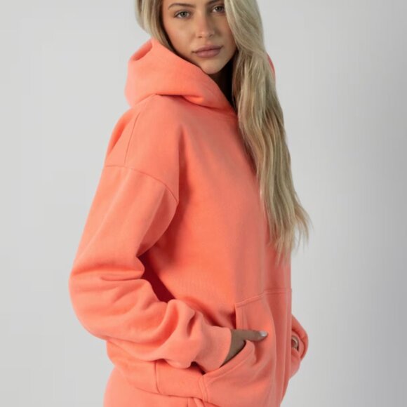 COMFRT Hoodie Adult Large Coral Orange Fleece Signature Sweatshirt Limited Ed - Picture 2 of 11